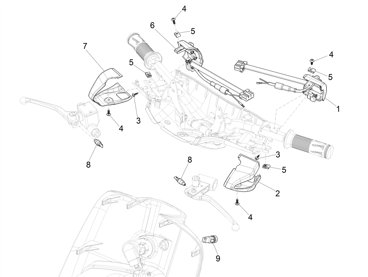 Vespa Primavera 150 E4 E5 75 Anniversario 2021 APAC — Schakelaars-Drukknopschakelaar