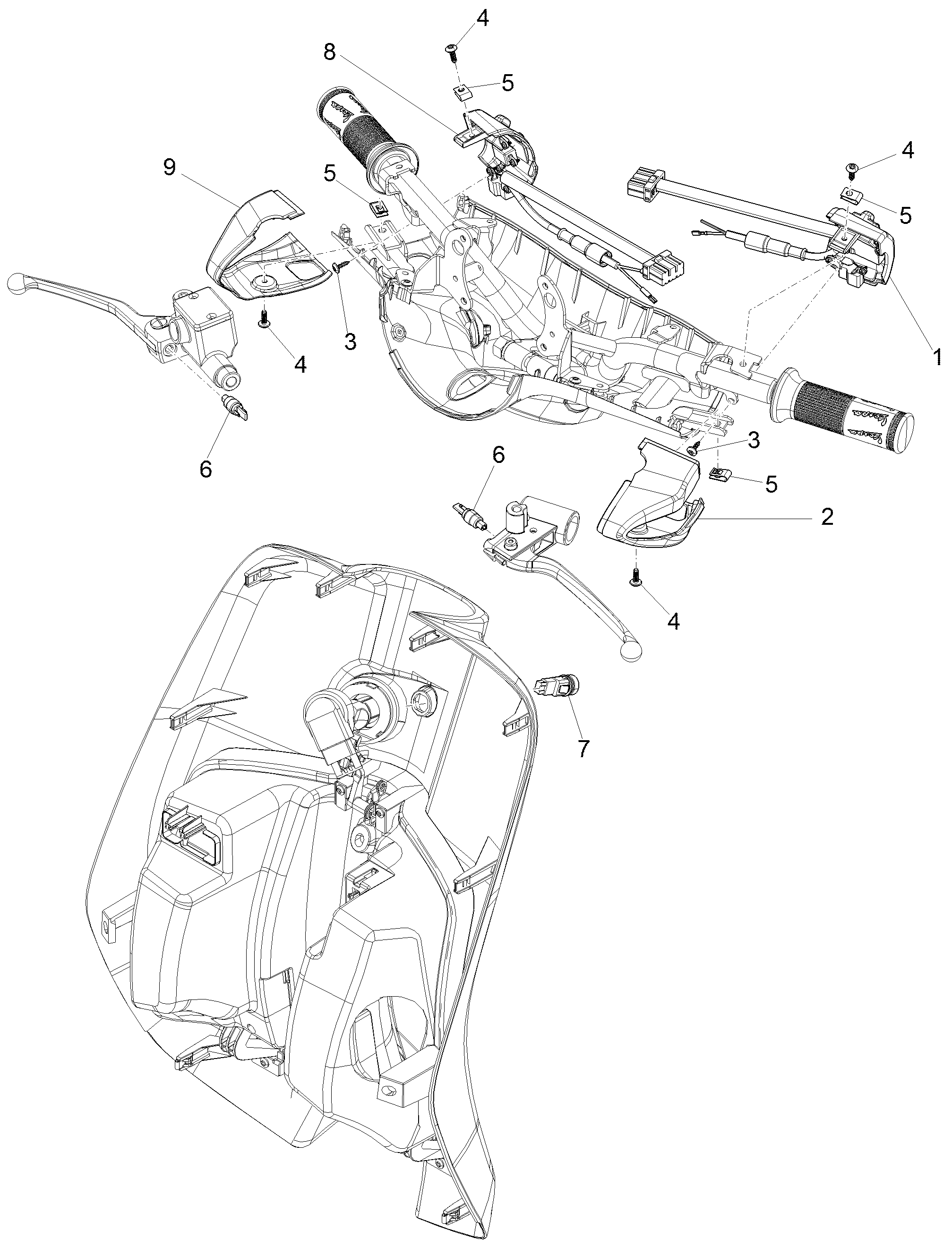 Vespa Primavera 150 4T 3V ie no ABS E3 2014-2016 NAFTA — Schakelaars-Drukknopschakelaar