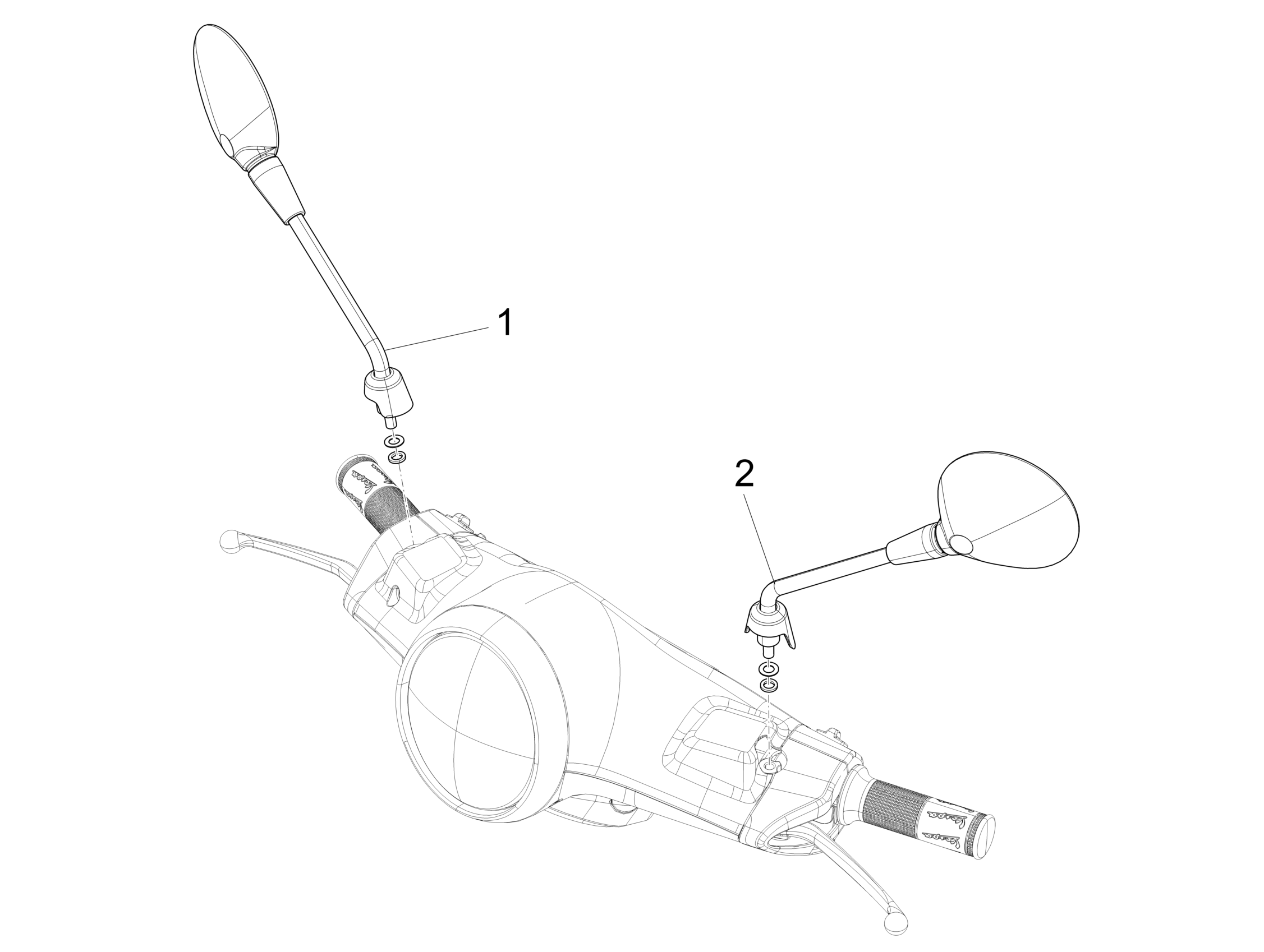 Vespa Primavera 150 4T 3V Iget ABS E4 2016-2023 NAFTA — Achteruitkijkspiegel(s)
