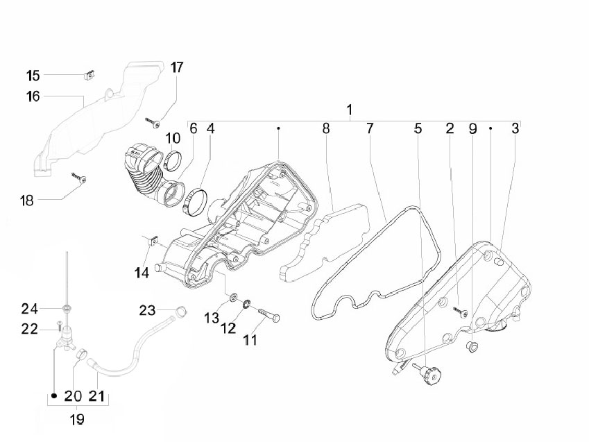 Vespa S 150 4T no ABS E3 2009-2010 APAC — Luchtfilter