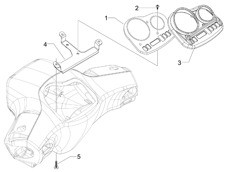 Vespa S 150 4T 2V no ABS E2 2007 NAFTA — Cockpit imstrumenten