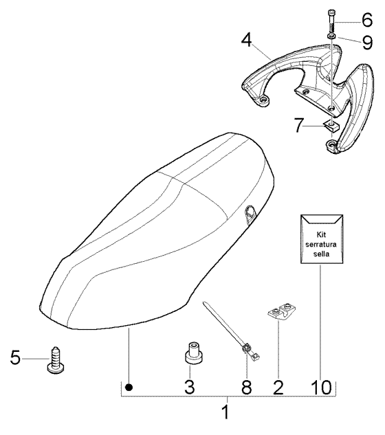 Piaggio Fly 50 4T — Zadel-Bagagedrager