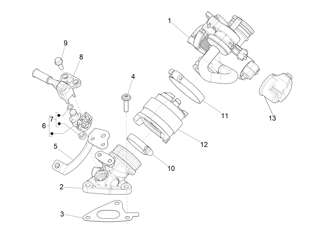 Vespa Primavera 150 4T 3V Iget ABS no ABS E2 E3 E4 2016-2023 APAC — Gasklephuis - Injector - Inlaatspruitstuk
