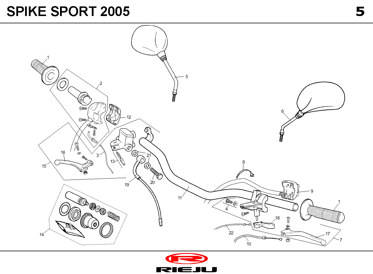 RIEJU SPIKE ZWART '2005 — Stuurdelen