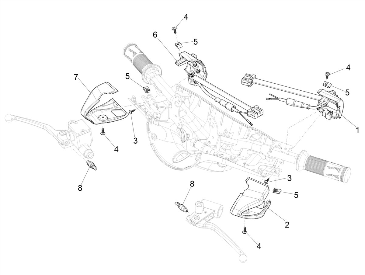 Vespa Primavera 50 4T 3V E5 2020-2023 EMEA — Schakelaars-Drukknopschakelaar