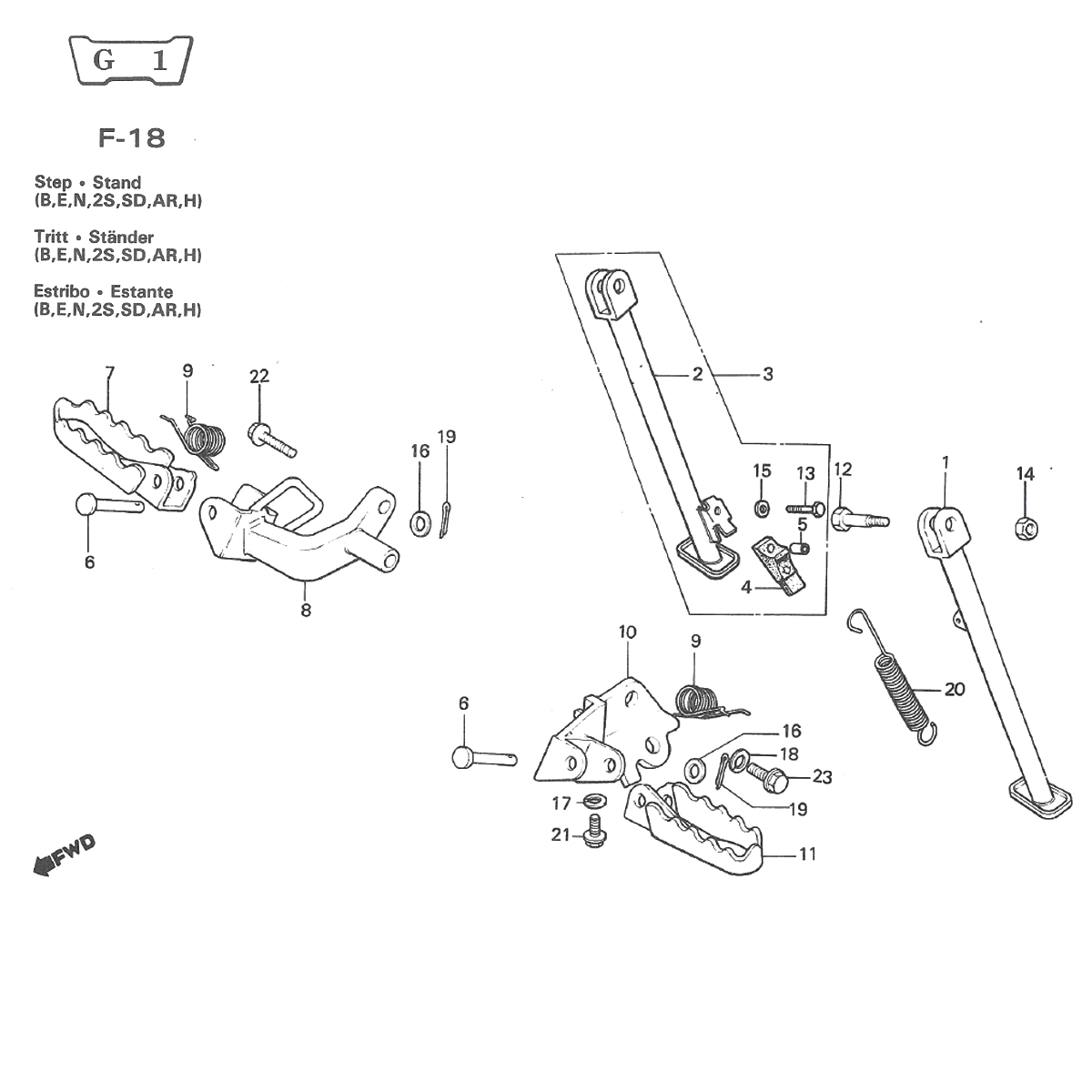 Voetrusten zijstandaard Honda MT