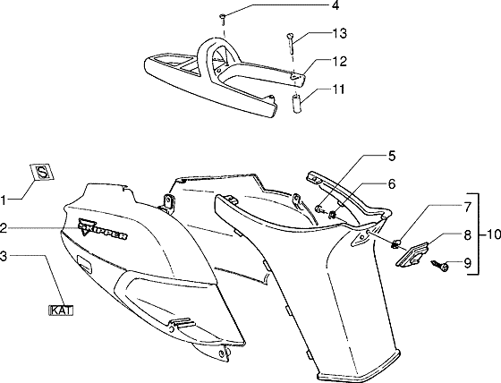 Piaggio Skipper 125 — Zentrale Abdeckung - Typenschild