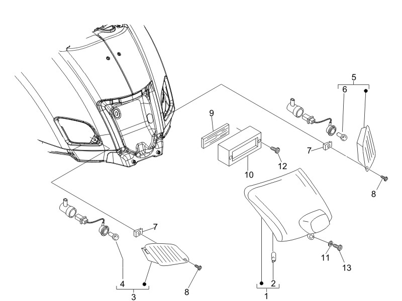 Vespa LX 50 2T no ABS E2 2005 EMEA — Achterlichten - Knipperlichten