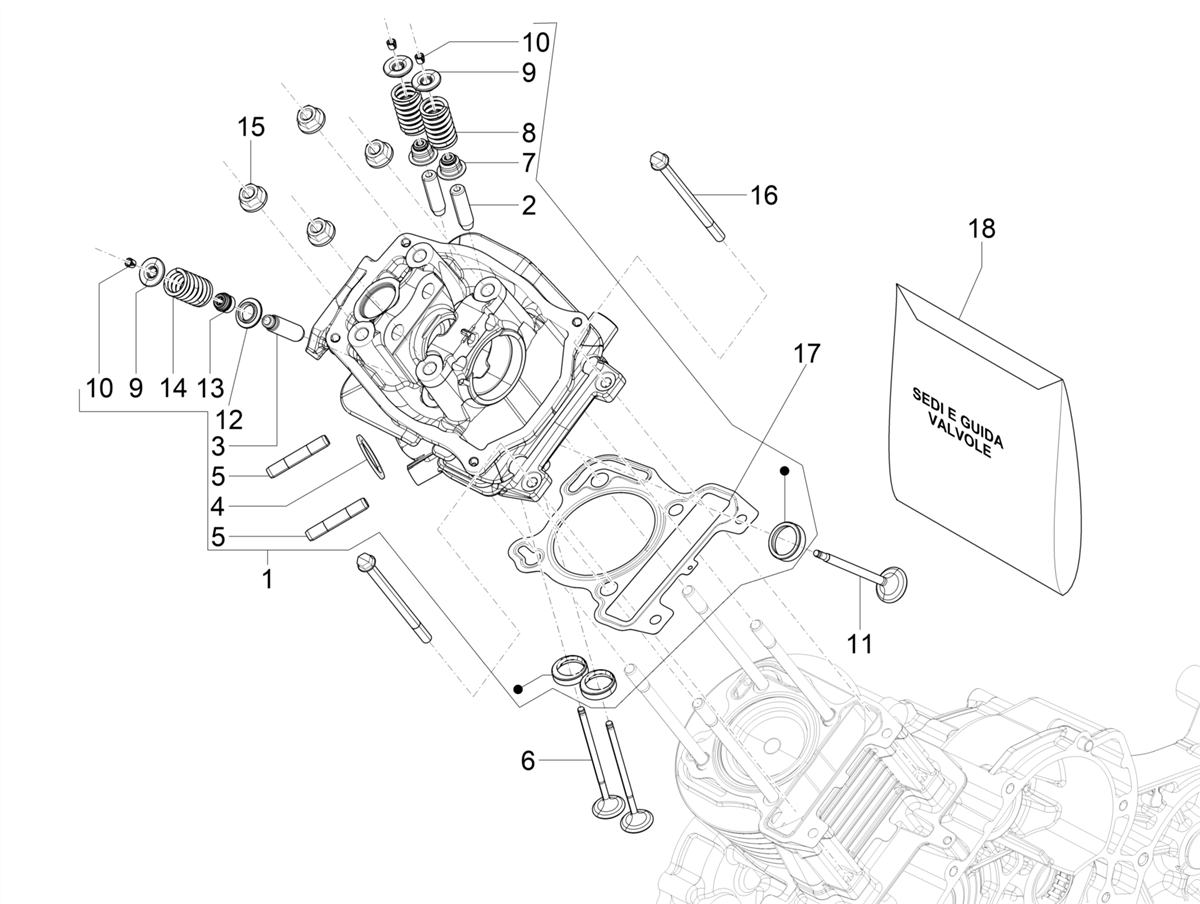 Vespa SXL 150 4T 3V Carb 2019-2022 — Cilinderkop - Kleppen