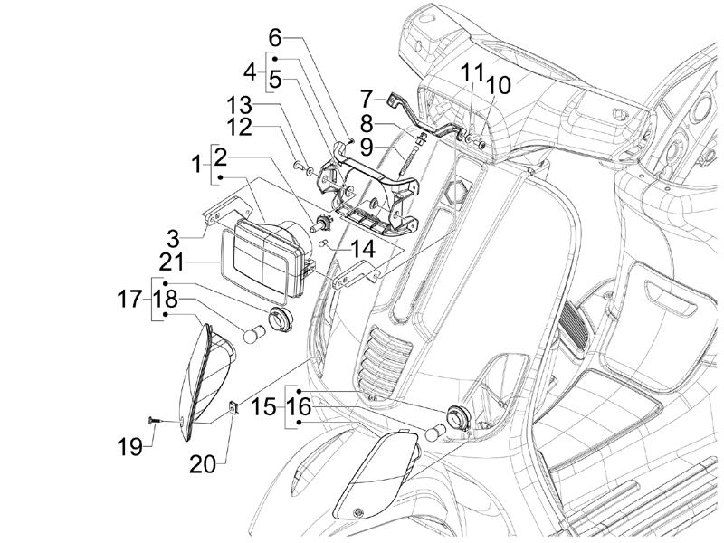 Vespa S 150 College 4T 2V ie no ABS E3 2009-2012 EMEA — Voorlichten - Knipperlichten