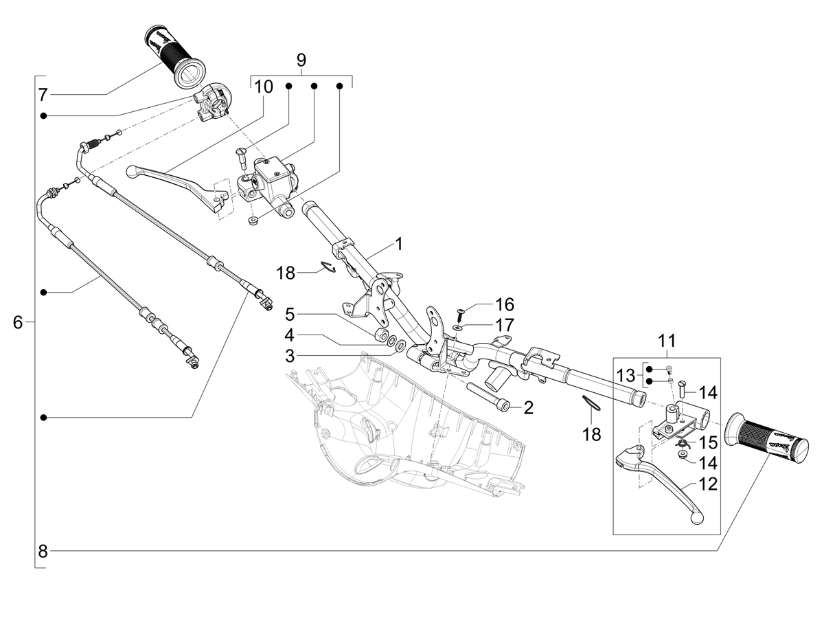 Vespa Primavera 50 4T 3V ie ABS E5 Mickey Mouse 2023 Canada NAFTA — Stuur - Hoofdremcilinder