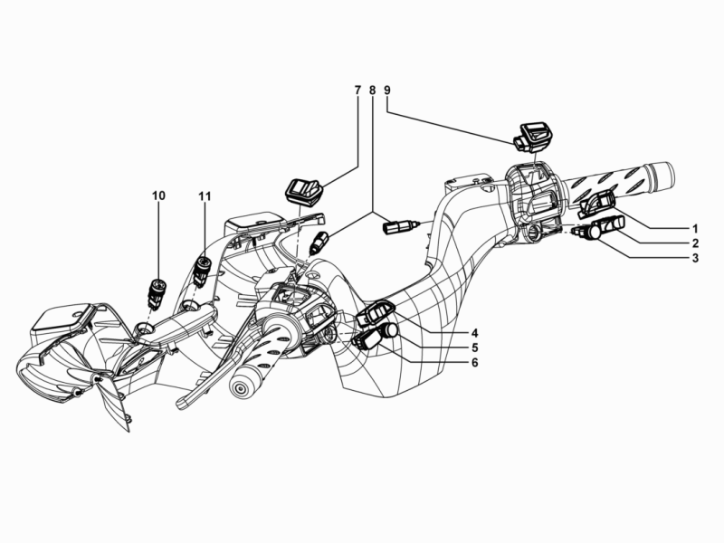 MP3 500 Tourer 2010 NAFTA — Wisselschakelaar - Wisselschakelaar - Drukschakelaar - Schakelaar