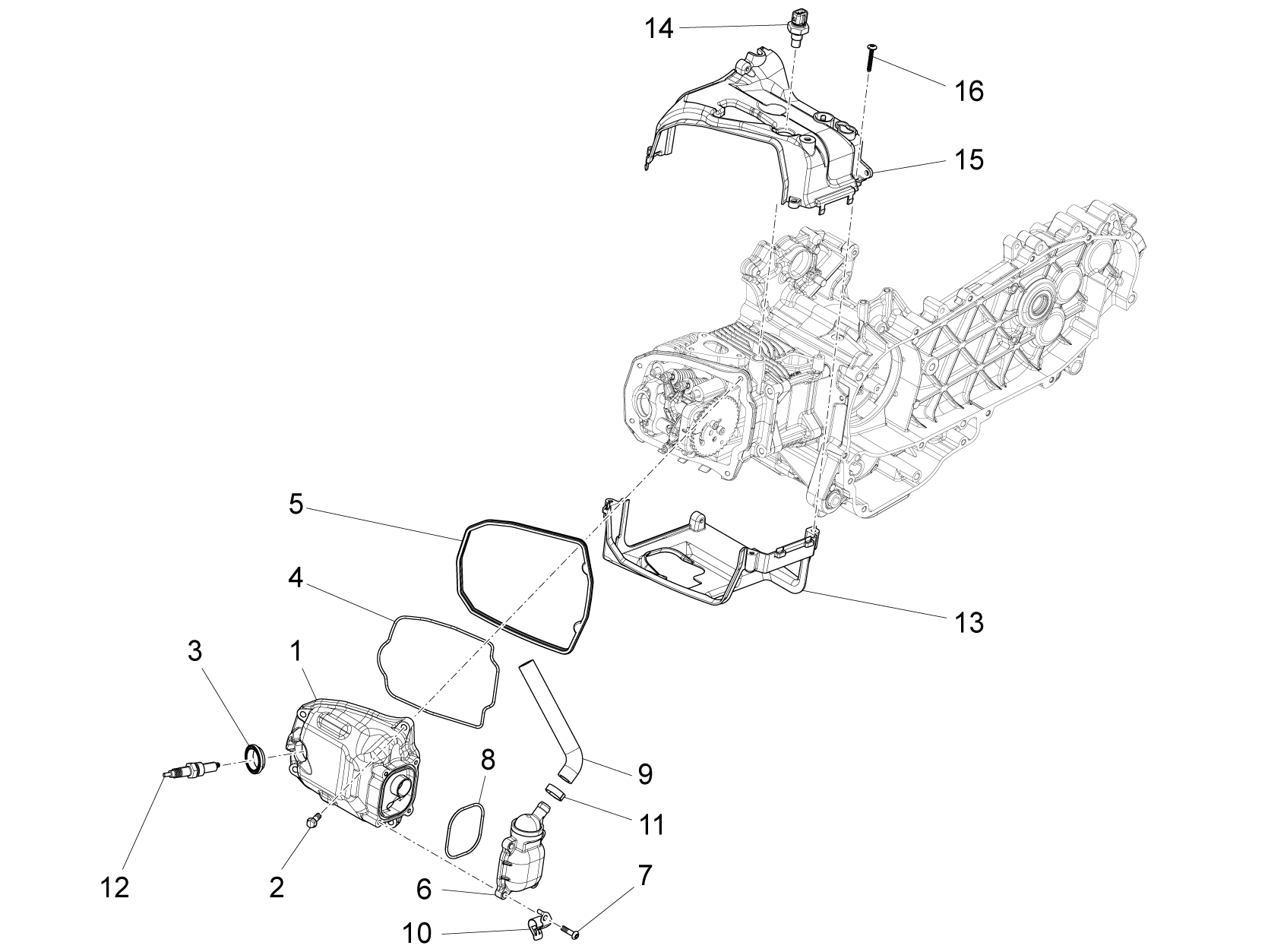 Vespa S 125 4T 3V ie no ABS E3 2012 EMEA — Cilinderkopdeksel