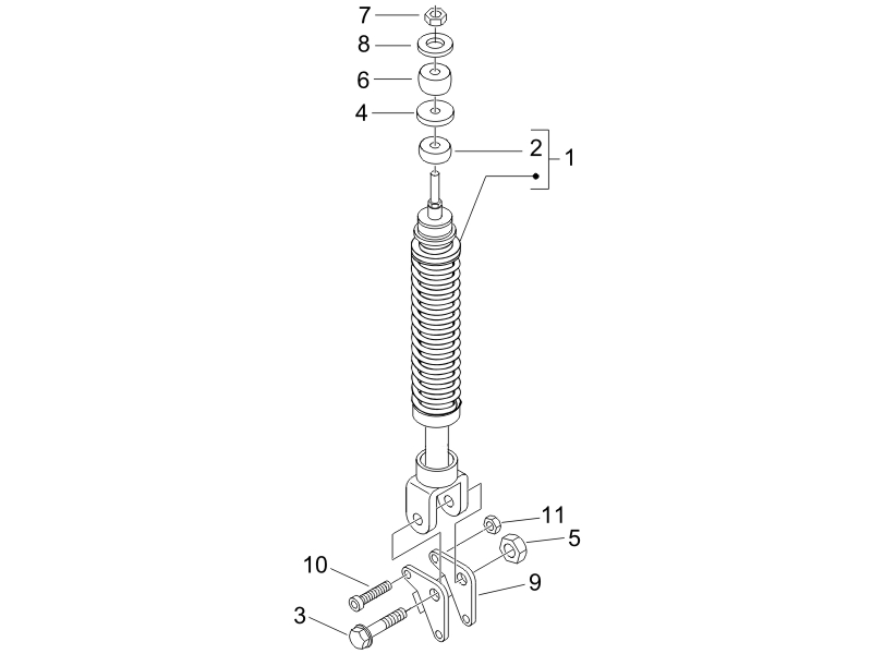 Fly 125 4T 2006-2007 EMEA — Achterwielophanging - schokdemper