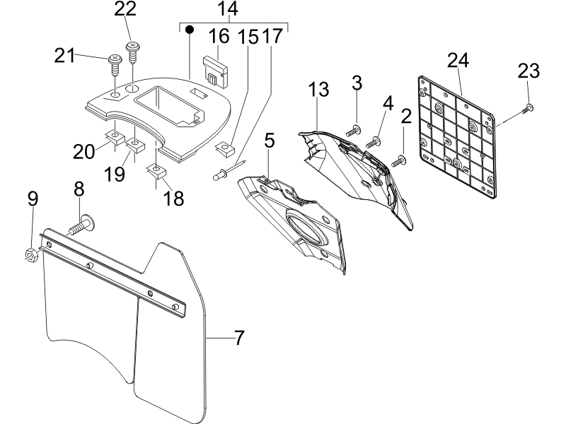 Vespa LX 50 4T no ABS E2 2005 EMEA — Achterspatbord-Spatlappen