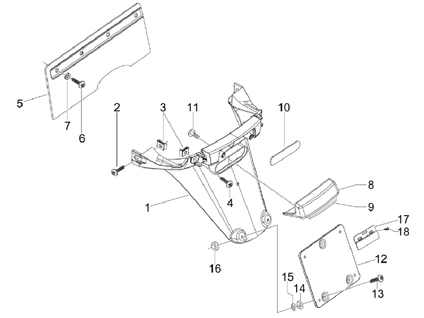 Vespa S 150 4T no ABS E3 2009-2010 APAC — Achterspatbord-Spatlappen