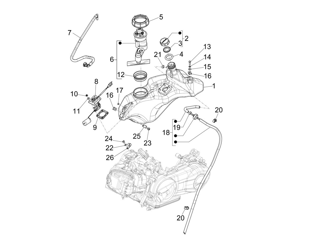 Vespa Primavera 150 E5 2023 APAC — Brandstoftank