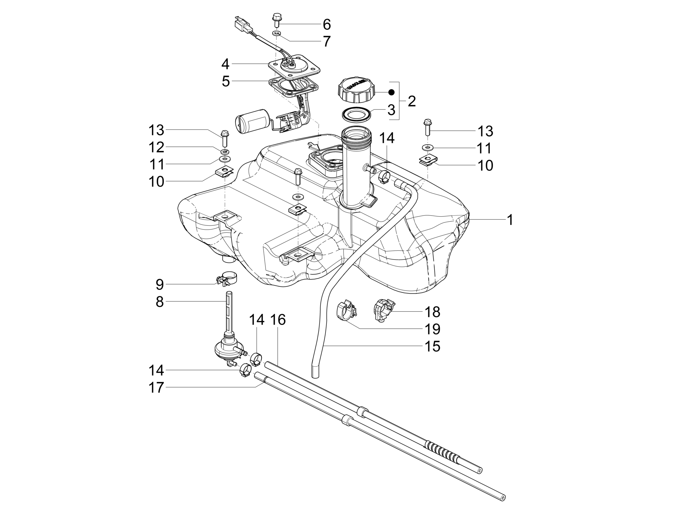 Vespa VXL 125 4T 3V 2018-2019 — Brandstoftank
