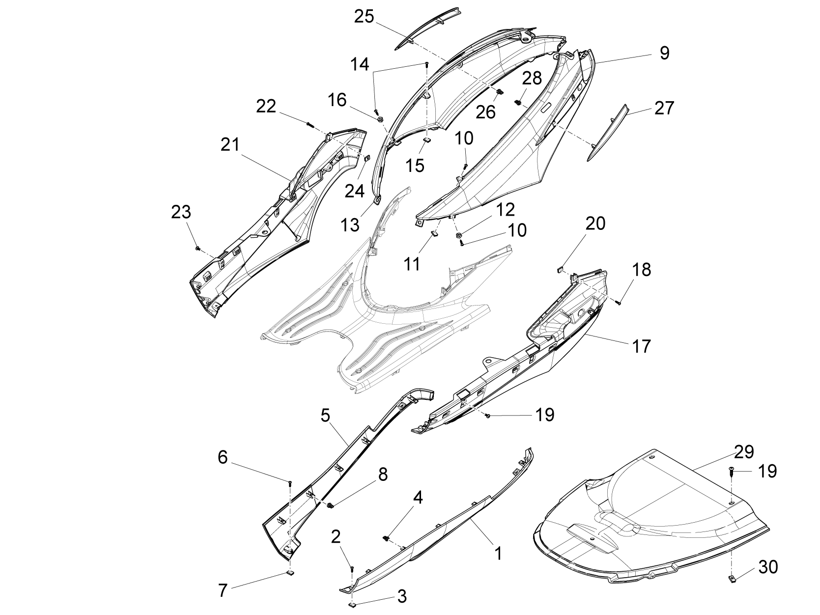 Fly 50 4T 2V 2013-2015 EMEA — Zijafdekking - spoiler