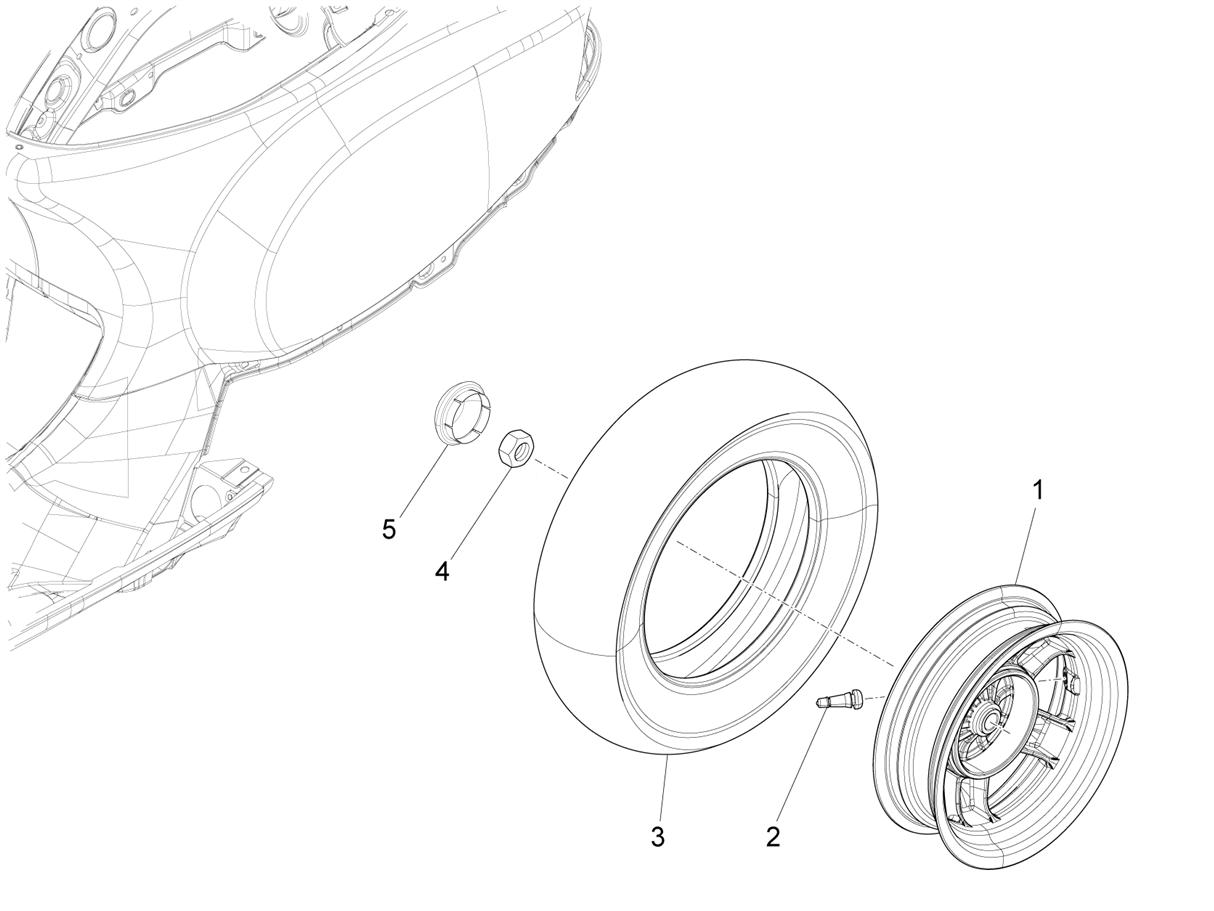 Vespa VXL 125 4T 3V 2018-2019 — Achterwiel