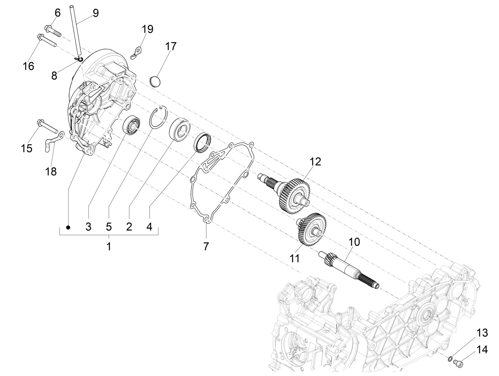Vespa Sprint 150 4T 3V Iget ABS E4 2016-2023 NAFTA — Versnellingsbak