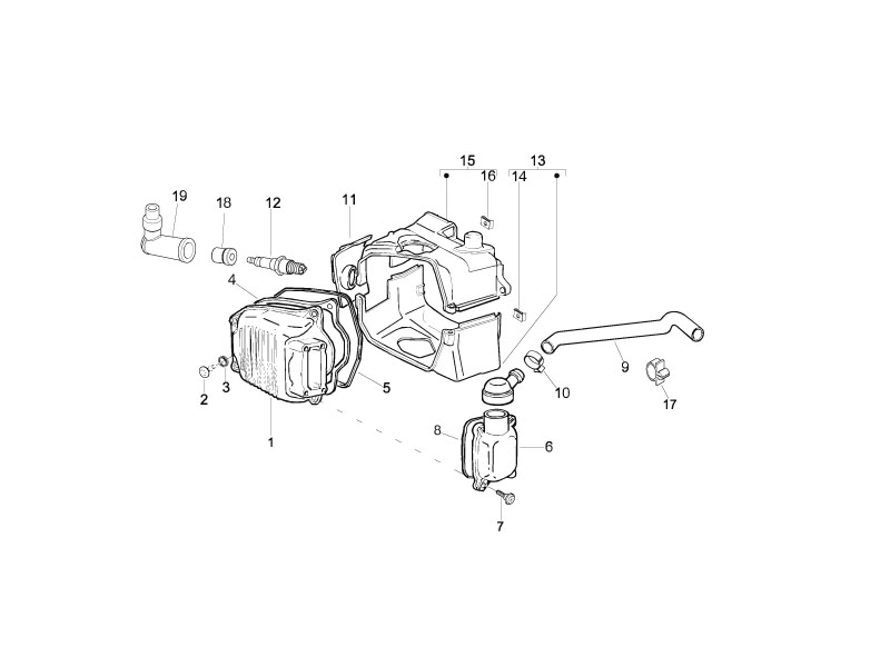 Vespa S 125 4T 2V no ABS E3 2007-2008 EMEA — Cilinderkopdeksel