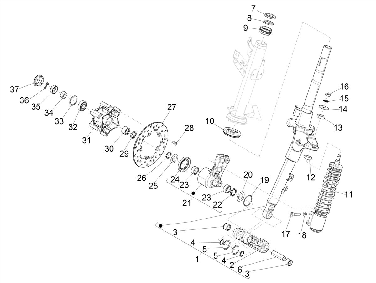 Piaggio 1 Motorcycle MY22 Fcw UK — Vork/stuurkabel - Balhoofdset