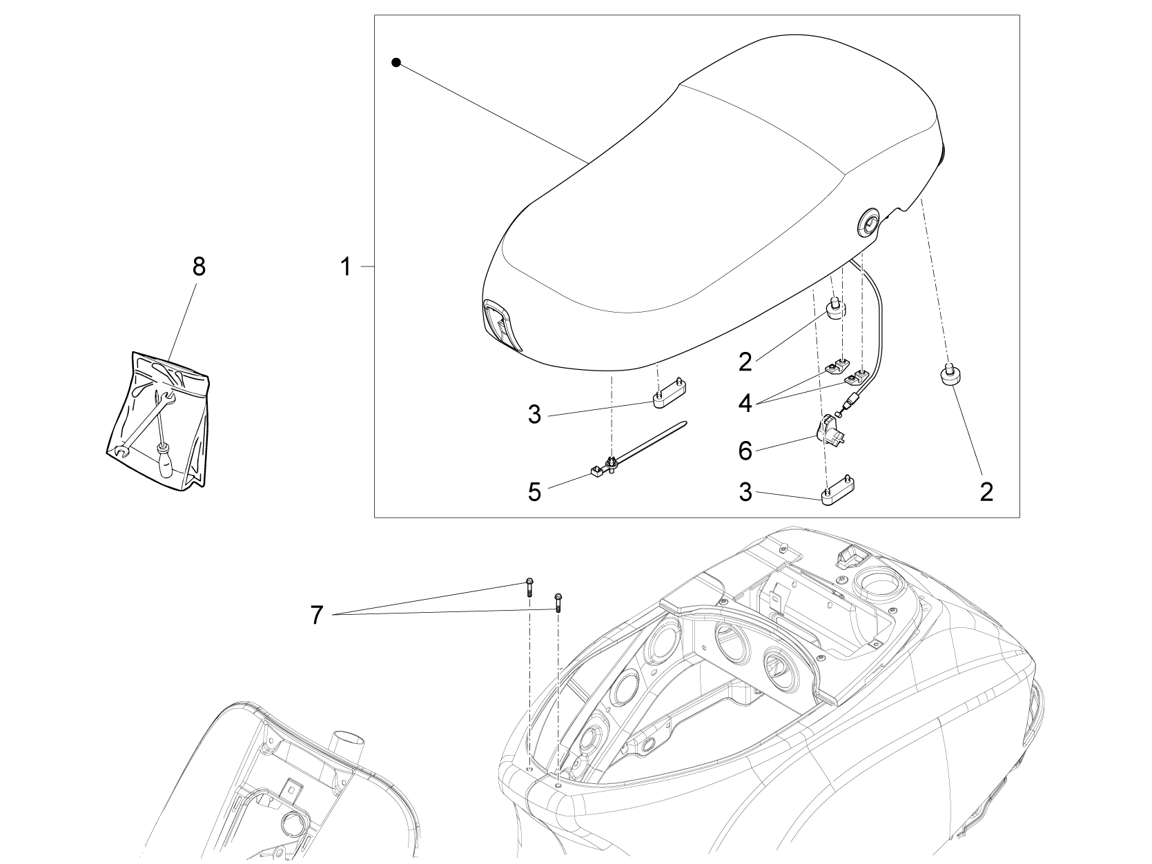 Vespa S 125 4T 3V ie no ABS E3 2012 EMEA — Zadel/Buddyzit