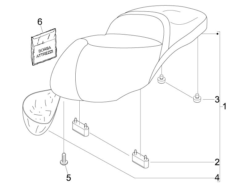 Beverly 125 Tourer E3 2007-2010 EMEA — Zitbankje