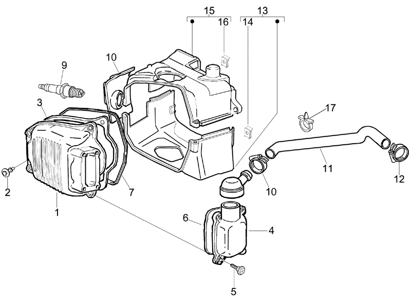 Vespa S 150 4T 2V no ABS E3 2008-2009 EMEA — Cilinderkopdeksel