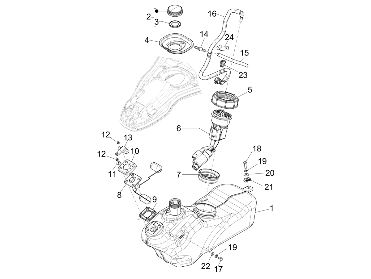 Vespa 946 150 E5 10 Anniversario 2023 EMEA — Brandstoftank