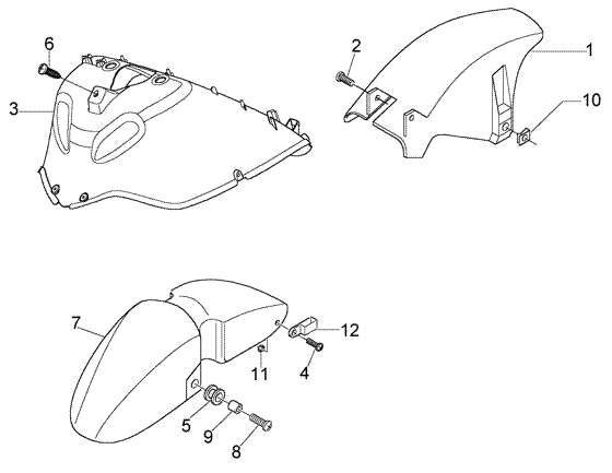 Piaggio X8 125 — Wielruimte-Spatbord
