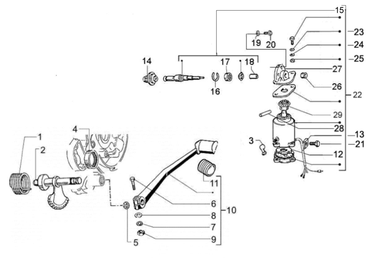 Vespa PX 125 30 Years 4T 2V no ABS E2 2007-2008 EMEA — Startmotor - Elektrische starter