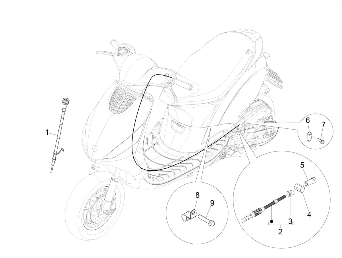 Zip 50 4T no ABS E4 2018-2020 EMEA — Bowdenkabels