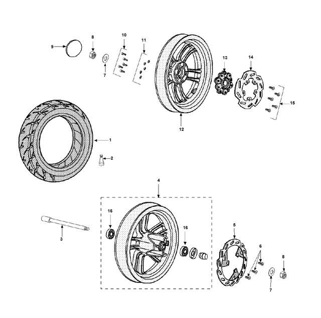Voor - Achterwiel